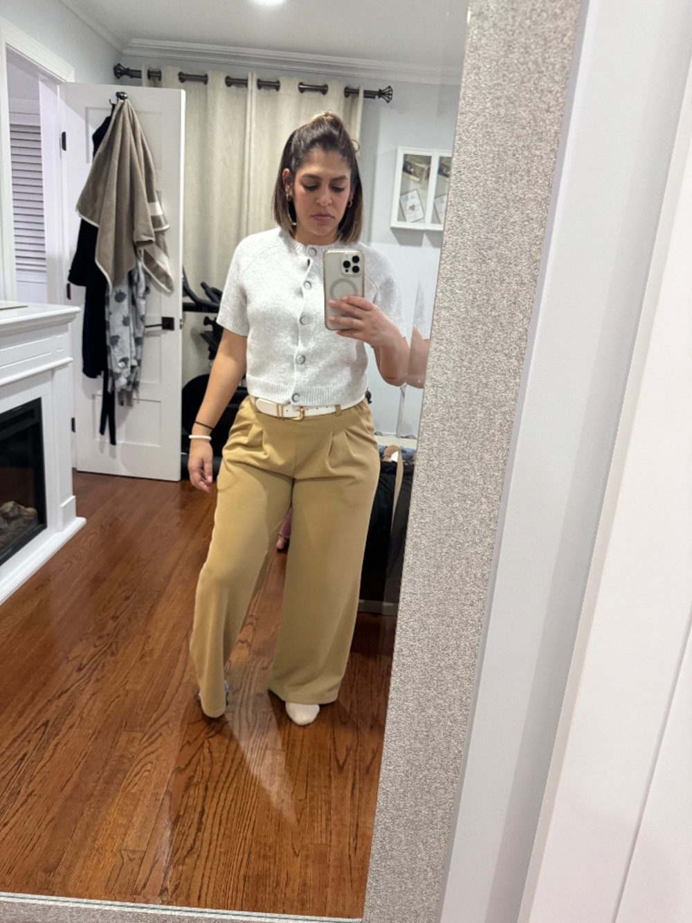 Pleaded Tan Pants